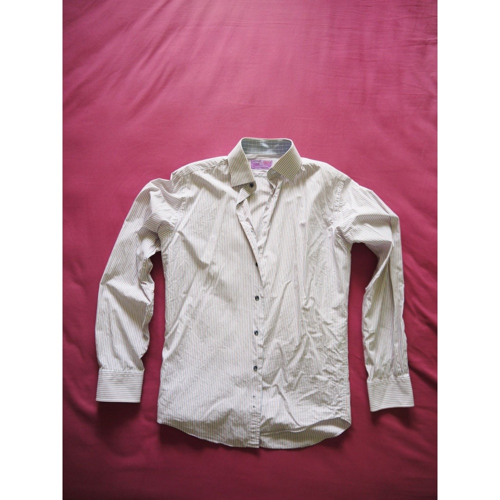 Button-Down Shirt Men's White Vertical Stripes